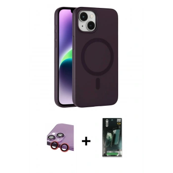 MARSİLYAN™- iPhone 14 Kılıf Çekirdek Modern Prime - Şeffaf 360 Full Body Arka Koruyucu + Raze Metal Kamera Lens - KI
