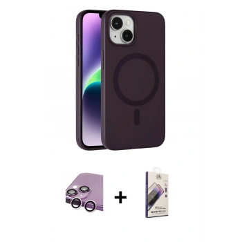 MARSİLYAN™- iPhone 14 Kılıf Çekirdek Modern Prime - Siyah Bilvis 3D Mat Cam Ekran Koruyucu + Raze Metal Kamera Lens - MR