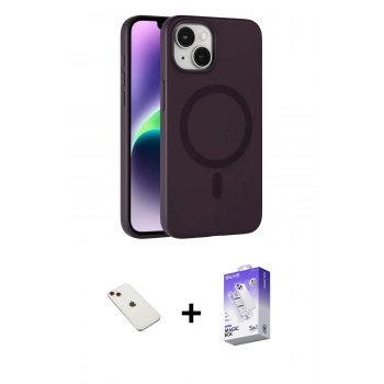 MARSİLYAN™- iPhone 14 Kılıf Çekirdek Modern Prime - Siyah Bilvis 5in1 3D Magic Cam Ekran Koruyucu + Diamond Kamera Lens - KI