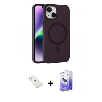 MARSİLYAN™- iPhone 14 Kılıf Çekirdek Modern Prime - Siyah Bilvis 5in1 5D Magic Hayalet Cam Ekran Koruyucu + Diamond Kamera Lens - PE