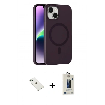 MARSİLYAN™- iPhone 14 Kılıf Çekirdek Modern Prime - Siyah Bilvis Hayalet Cam Ekran Koruyucu + Diamond Kamera Lens - YL
