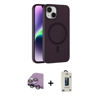 MARSİLYAN™- iPhone 14 Kılıf Çekirdek Modern Prime - Siyah Bilvis Hayalet Cam Ekran Koruyucu + Raze Metal Kamera Lens - GS