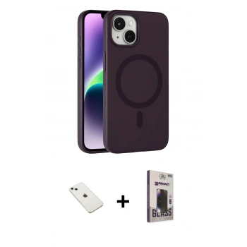 MARSİLYAN™- iPhone 14 Kılıf Çekirdek Modern Prime - Siyah Bilvis Hayalet Cam Ekran Koruyucu + Diamond Kamera Lens - SABE