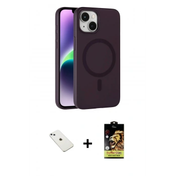 MARSİLYAN™- iPhone 14 Kılıf Çekirdek Modern Prime - Siyah Buffer Cam Ekran Koruyucu + Diamond Kamera Lens - SABE