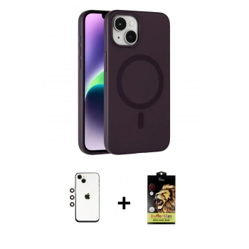 MARSİLYAN™- iPhone 14 Kılıf Çekirdek Modern Prime - Siyah Buffer Cam Ekran Koruyucu + Shine Kamera Lens - GI