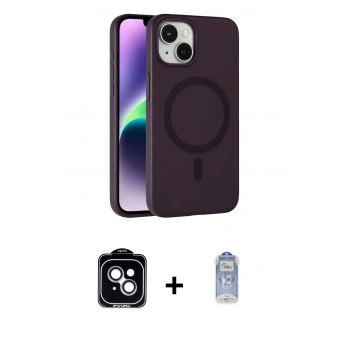 MARSİLYAN™- iPhone 14 Kılıf Çekirdek Modern Prime - Siyah Joko Magic 5D Cam + PVD Metal Kamera Lens - MI