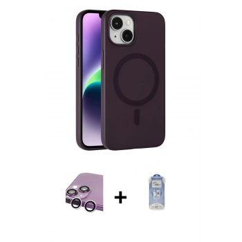 MARSİLYAN™- iPhone 14 Kılıf Çekirdek Modern Prime - Siyah Joko Magic 5D Cam + Raze Metal Kamera Lens - MR