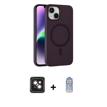 MARSİLYAN™- iPhone 14 Kılıf Çekirdek Modern Prime - Siyah Joko Magic 5D Cam + PVD Metal Kamera Lens - PE