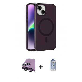 MARSİLYAN™- iPhone 14 Kılıf Çekirdek Modern Prime - Siyah Joko Magic 5D Cam + Raze Metal Kamera Lens - SH