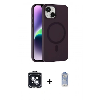 MARSİLYAN™- iPhone 14 Kılıf Çekirdek Modern Prime - Siyah Joko Magic 5D Cam + PVD Metal Kamera Lens - SH