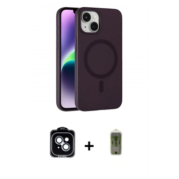 MARSİLYAN™- iPhone 14 Kılıf Çekirdek Modern Prime - Siyah Joko Magic 5D Hayalet Cam + PVD Metal Kamera Lens - MI