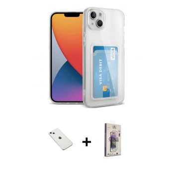 MARSİLYAN™- iPhone 14 Kılıf Doruk Klasik Koleksiyonu - Siyah Bilvis 3D Cam Ekran Koruyucu + Diamond Kamera Lens - PE