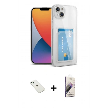 MARSİLYAN™- iPhone 14 Kılıf Doruk Klasik Koleksiyonu - Siyah Bilvis 3D Mat Cam Ekran Koruyucu + Diamond Kamera Lens - YL
