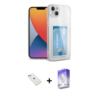 MARSİLYAN™- iPhone 14 Kılıf Doruk Klasik Koleksiyonu - Siyah Bilvis 5in1 3D Magic Cam Ekran Koruyucu + Diamond Kamera Lens - SABE
