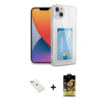 MARSİLYAN™- iPhone 14 Kılıf Doruk Klasik Koleksiyonu - Siyah Buffer Cam Ekran Koruyucu + Diamond Kamera Lens - KI