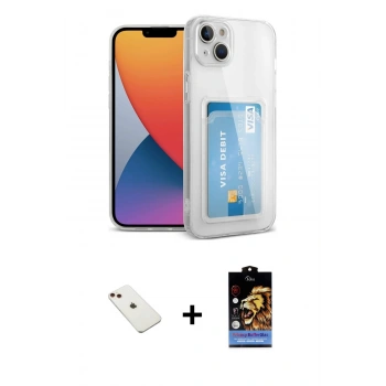 MARSİLYAN™- iPhone 14 Kılıf Doruk Klasik Koleksiyonu - Siyah Buffer Hayalet Cam Ekran Koruyucu + Diamond Kamera Lens - KI