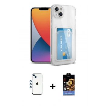 MARSİLYAN™- iPhone 14 Kılıf Doruk Klasik Koleksiyonu - Siyah Buffer Hayalet Cam Ekran Koruyucu + Shine Kamera Lens - MI