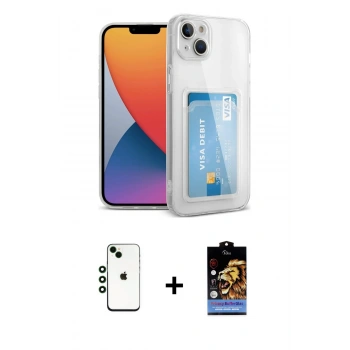 MARSİLYAN™- iPhone 14 Kılıf Doruk Klasik Koleksiyonu - Siyah Buffer Hayalet Cam Ekran Koruyucu + Shine Kamera Lens - YL