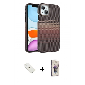 MARSİLYAN™- iPhone 14 Kılıf Doruk Serisi - Siyah Bilvis 3D Cam Ekran Koruyucu + Diamond Kamera Lens - SABE