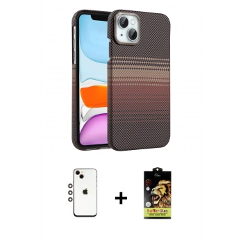 MARSİLYAN™- iPhone 14 Kılıf Doruk Serisi - Siyah Buffer Cam Ekran Koruyucu + Shine Kamera Lens - GI