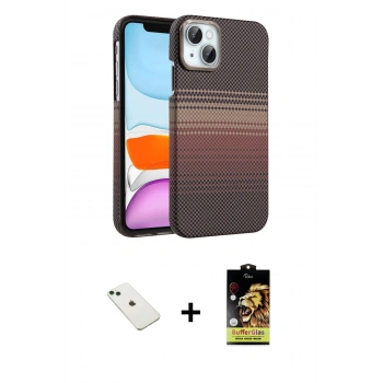 MARSİLYAN™- iPhone 14 Kılıf Doruk Serisi - Siyah Buffer Cam Ekran Koruyucu + Diamond Kamera Lens - YL