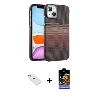 MARSİLYAN™- iPhone 14 Kılıf Doruk Serisi - Siyah Buffer Hayalet Cam Ekran Koruyucu + Diamond Kamera Lens - KI