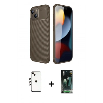 MARSİLYAN™- iPhone 14 Kılıf Eksen Form Prime - Şeffaf 360 Full Body Arka Koruyucu + Shine Kamera Lens - GI