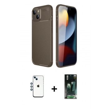 MARSİLYAN™- iPhone 14 Kılıf Eksen Form Prime - Şeffaf 360 Full Body Arka Koruyucu + Shine Kamera Lens - MI