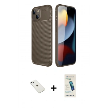 MARSİLYAN™- iPhone 14 Kılıf Eksen Form Prime - Şeffaf Pasifik Cam Ekran Koruyucu + Diamond Kamera Lens - SABE