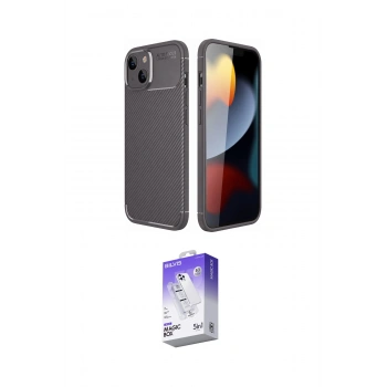 MARSİLYAN™- iPhone 14 Kılıf Eksen Form Prime - Siyah Bilvis 5in1 3D Magic Cam Ekran Koruyucu