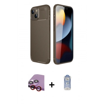 MARSİLYAN™- iPhone 14 Kılıf Eksen Form Prime - Siyah Joko Magic 5D Cam + Raze Metal Kamera Lens - KI