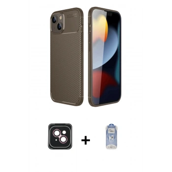 MARSİLYAN™- iPhone 14 Kılıf Eksen Form Prime - Siyah Joko Magic 5D Cam + PVD Metal Kamera Lens - PE