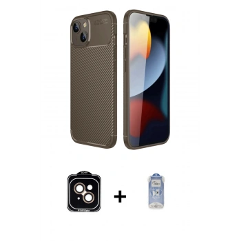 MARSİLYAN™- iPhone 14 Kılıf Eksen Form Prime - Siyah Joko Magic 5D Cam + PVD Metal Kamera Lens - TU