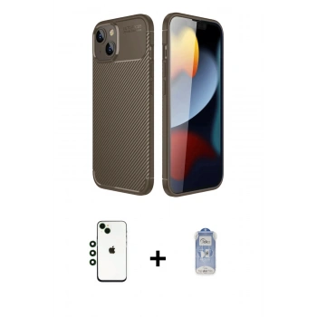 MARSİLYAN™- iPhone 14 Kılıf Eksen Form Prime - Siyah Joko Magic 5D Cam + Shine Kamera Lens - YL