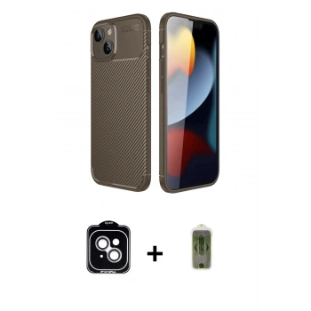 MARSİLYAN™- iPhone 14 Kılıf Eksen Form Prime - Siyah Joko Magic 5D Hayalet Cam + PVD Metal Kamera Lens - GS
