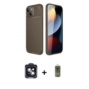 MARSİLYAN™- iPhone 14 Kılıf Eksen Form Prime - Siyah Joko Magic 5D Hayalet Cam + PVD Metal Kamera Lens - SH