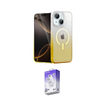 MARSİLYAN™- iPhone 14 Kılıf Eksen Minimal Özel Seri - Siyah Bilvis 5in1 3D Magic Cam Ekran Koruyucu
