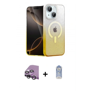 MARSİLYAN™- iPhone 14 Kılıf Eksen Minimal Özel Seri - Siyah Joko Magic 5D Cam + Raze Metal Kamera Lens - GS