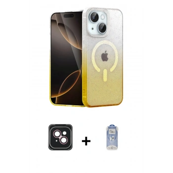 MARSİLYAN™- iPhone 14 Kılıf Eksen Minimal Özel Seri - Siyah Joko Magic 5D Cam + PVD Metal Kamera Lens - PE