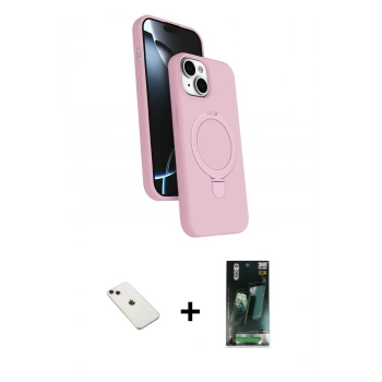 MARSİLYAN™- iPhone 14 Kılıf İz Işık Koleksiyonu - Şeffaf 360 Full Body Arka Koruyucu + Diamond Kamera Lens - KI