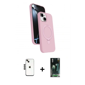 MARSİLYAN™- iPhone 14 Kılıf İz Işık Koleksiyonu - Şeffaf 360 Full Body Arka Koruyucu + Shine Kamera Lens - SH