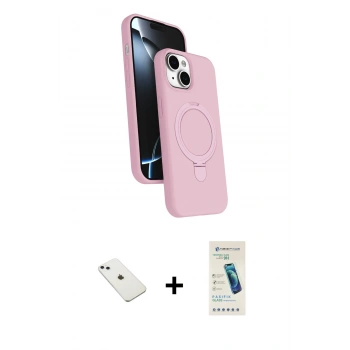 MARSİLYAN™- iPhone 14 Kılıf İz Işık Koleksiyonu - Şeffaf Pasifik Cam Ekran Koruyucu + Diamond Kamera Lens - SABE