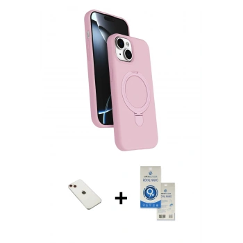 MARSİLYAN™- iPhone 14 Kılıf İz Işık Koleksiyonu - Şeffaf Royal Nano Ekran Koruyucu + Diamond Kamera Lens - KI
