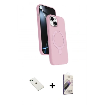 MARSİLYAN™- iPhone 14 Kılıf İz Işık Koleksiyonu - Siyah Bilvis 3D Mat Cam Ekran Koruyucu + Diamond Kamera Lens - YL