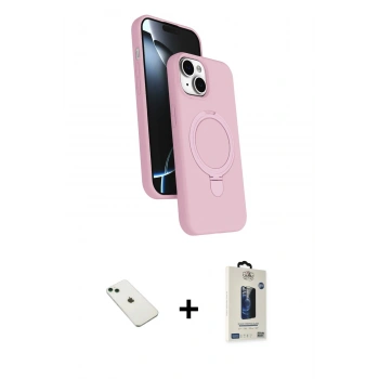 MARSİLYAN™- iPhone 14 Kılıf İz Işık Koleksiyonu - Siyah Bilvis Hayalet Cam Ekran Koruyucu + Diamond Kamera Lens - YL