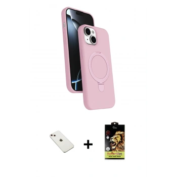 MARSİLYAN™- iPhone 14 Kılıf İz Işık Koleksiyonu - Siyah Buffer Cam Ekran Koruyucu + Diamond Kamera Lens - PE
