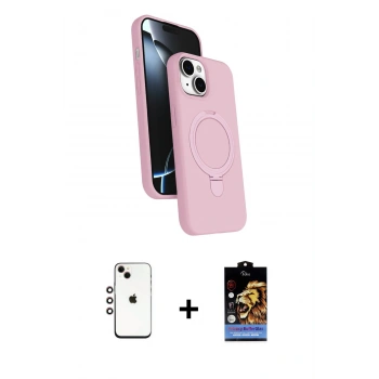 MARSİLYAN™- iPhone 14 Kılıf İz Işık Koleksiyonu - Siyah Buffer Hayalet Cam Ekran Koruyucu + Shine Kamera Lens - GI
