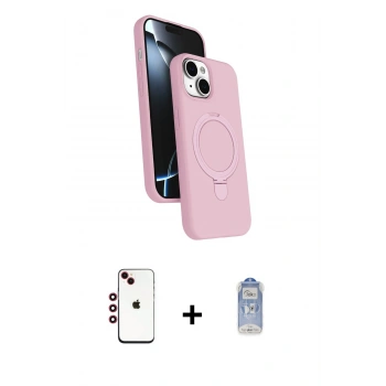 MARSİLYAN™- iPhone 14 Kılıf İz Işık Koleksiyonu - Siyah Joko Magic 5D Cam + Shine Kamera Lens - KI