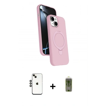 MARSİLYAN™- iPhone 14 Kılıf İz Işık Koleksiyonu - Siyah Joko Magic 5D Hayalet Cam + Shine Kamera Lens - SH