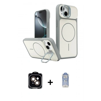 MARSİLYAN™- iPhone 14 Kılıf İz Modern Prime - Siyah Joko Magic 5D Cam + PVD Metal Kamera Lens - TU